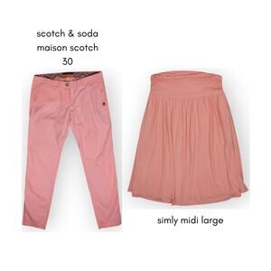 MaisonScotch 30 Pants • Simly Midi Skirt Large Dusty Bright Coral